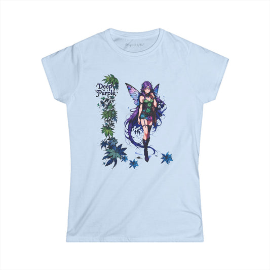 Deep Purple - Fairy Anime T-Shirt — Purple Winged Fairy Illustration - Marijuana Widow