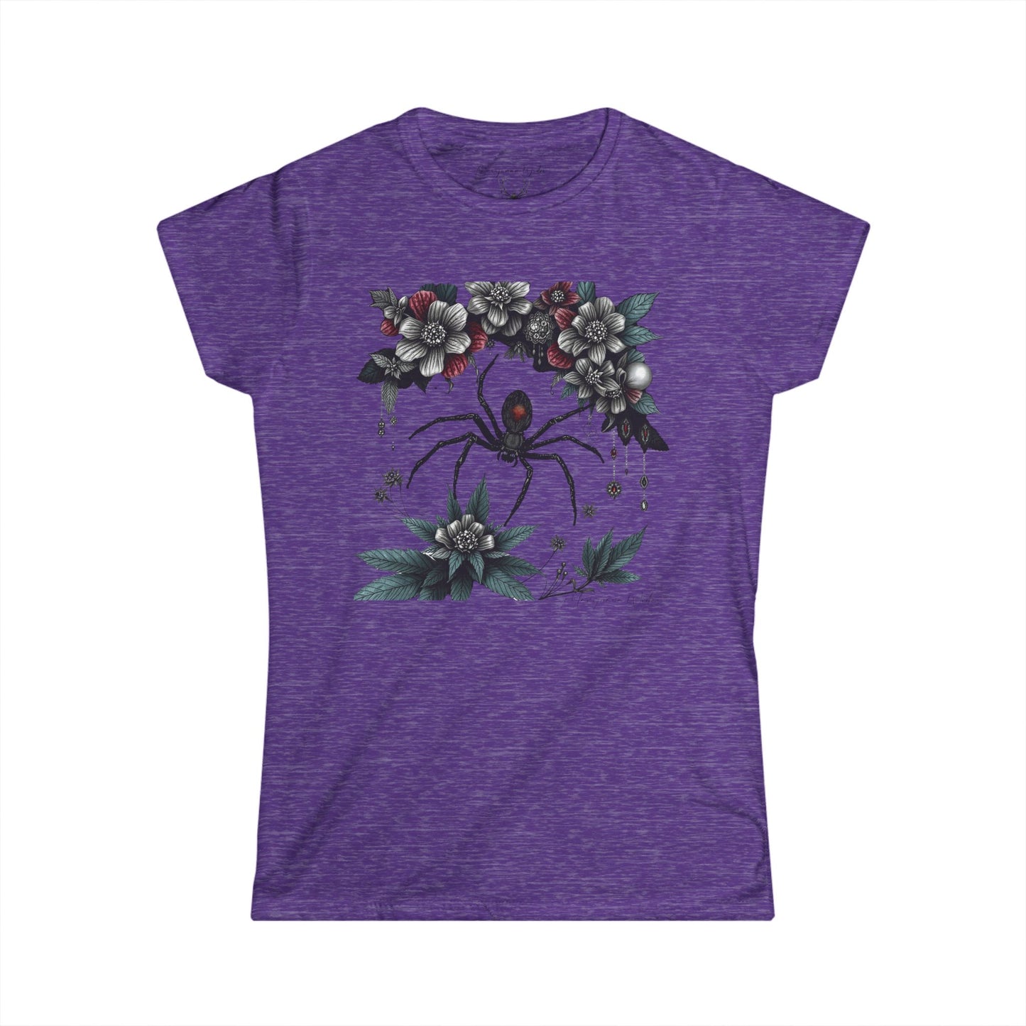 Bejeweled Black Widow Spider Floral - Women's Tee