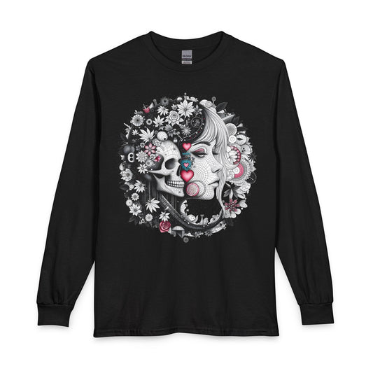 Skull & Mary Floral Long Sleeve Tee — Day of the Dead Romance