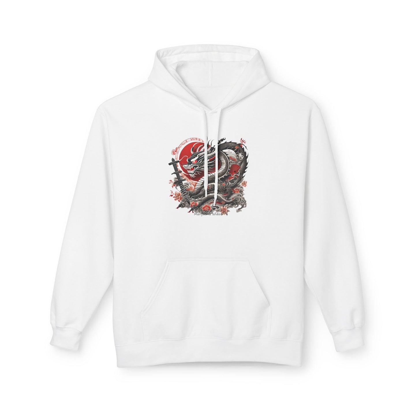Koi Dragon Hoodie - Japanese Tattoo Style, Red Black - Unisex Sweatshirt