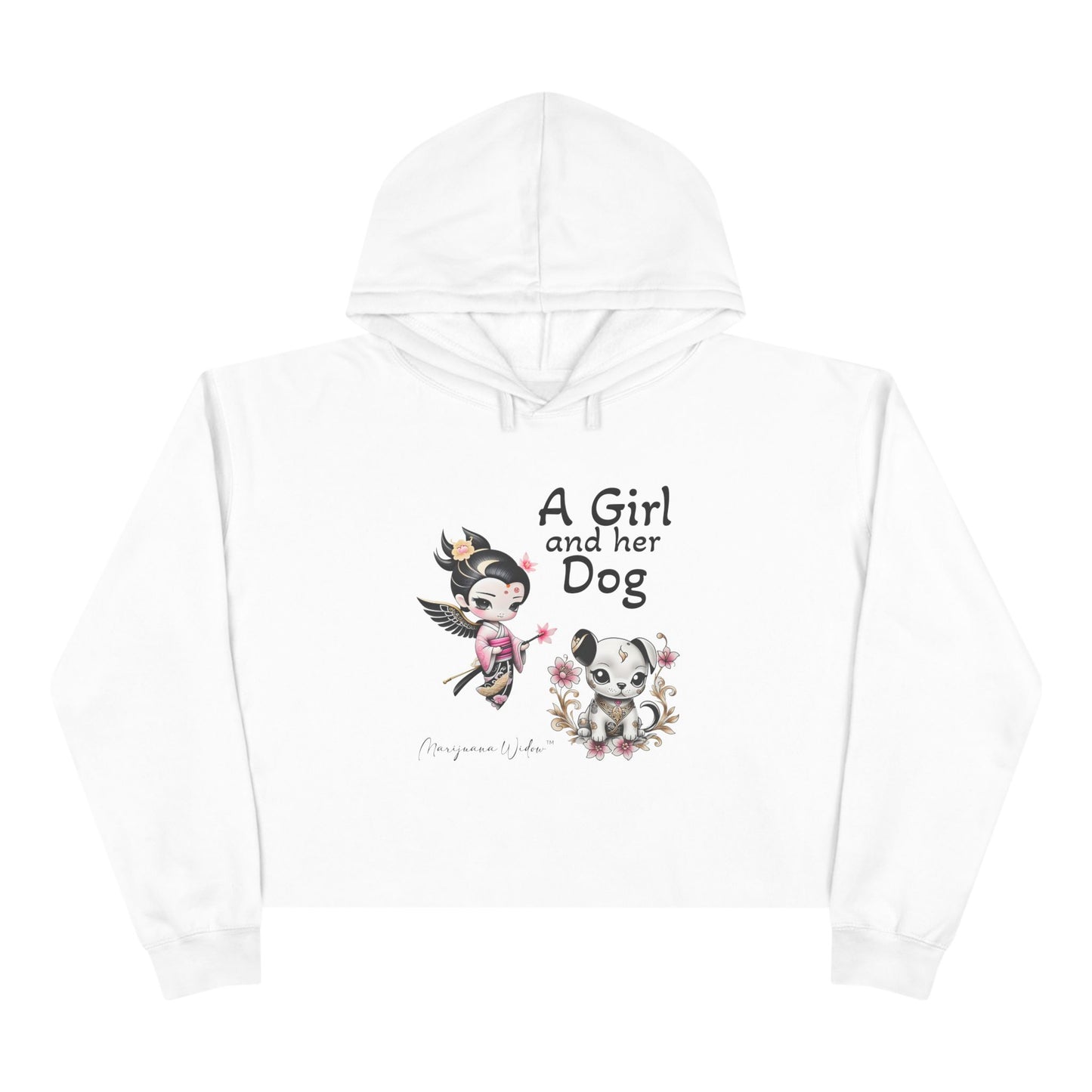 Geisha Angel - A Girl and Her Dog - Crop Hoodie