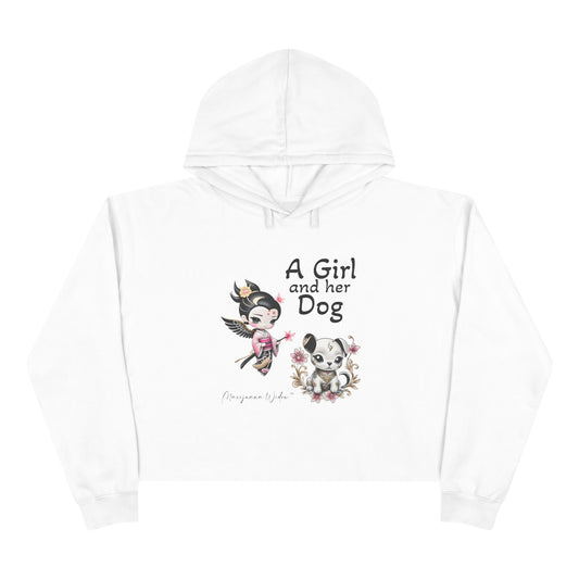 Geisha Angel - A Girl and Her Dog - Crop Hoodie - Marijuana Widow