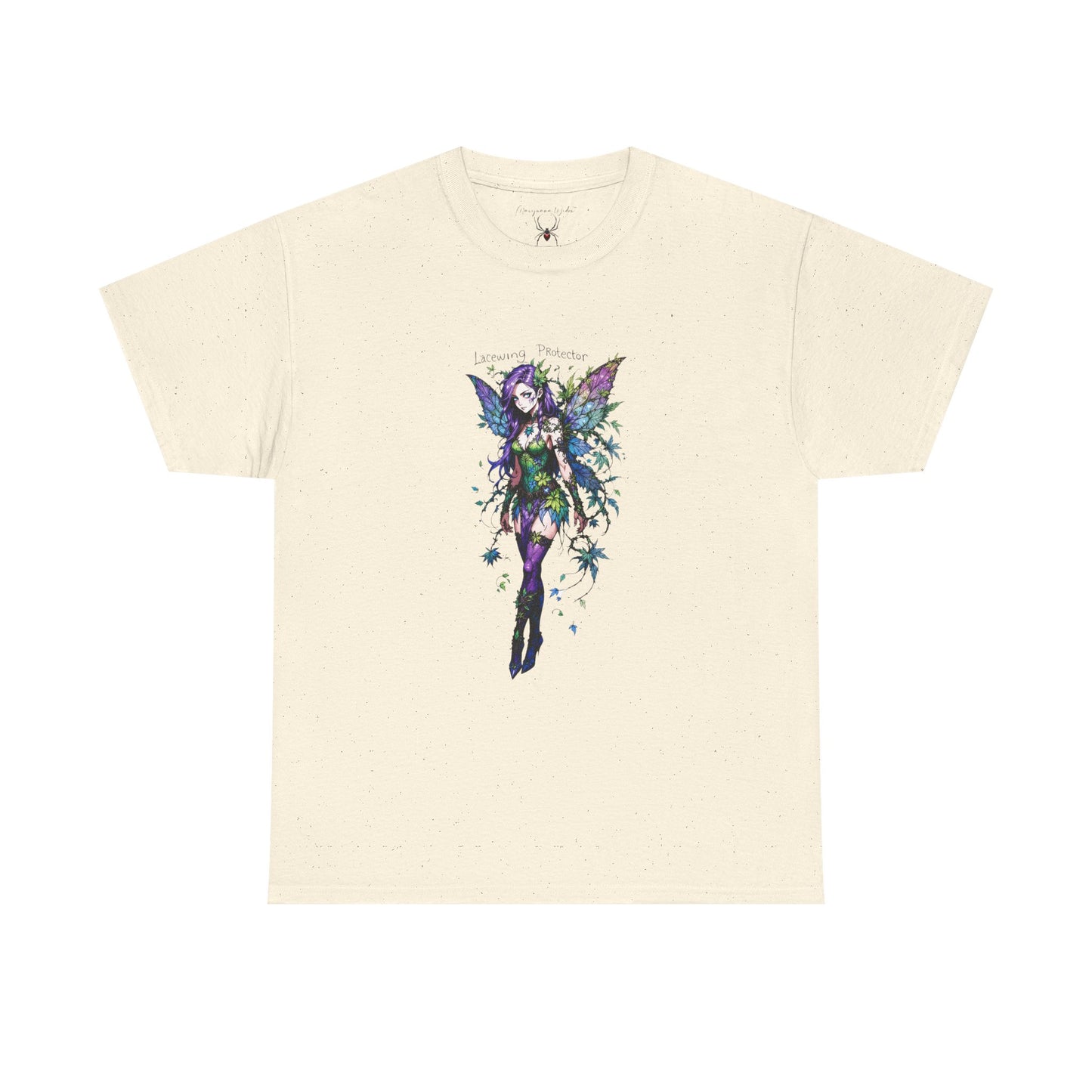 Fairy Art Tee — Lacewing Protector - Purple Green Watercolor Fairy Graphic - Unisex T-Shirt