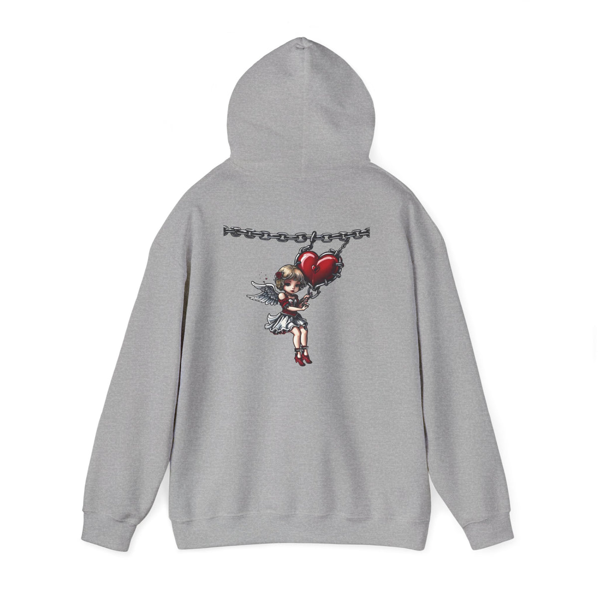 Cupid Girl Heart Necklace Hoodie – Cute Romantic Graphic Unisex Sweatshirt - Marijuana Widow