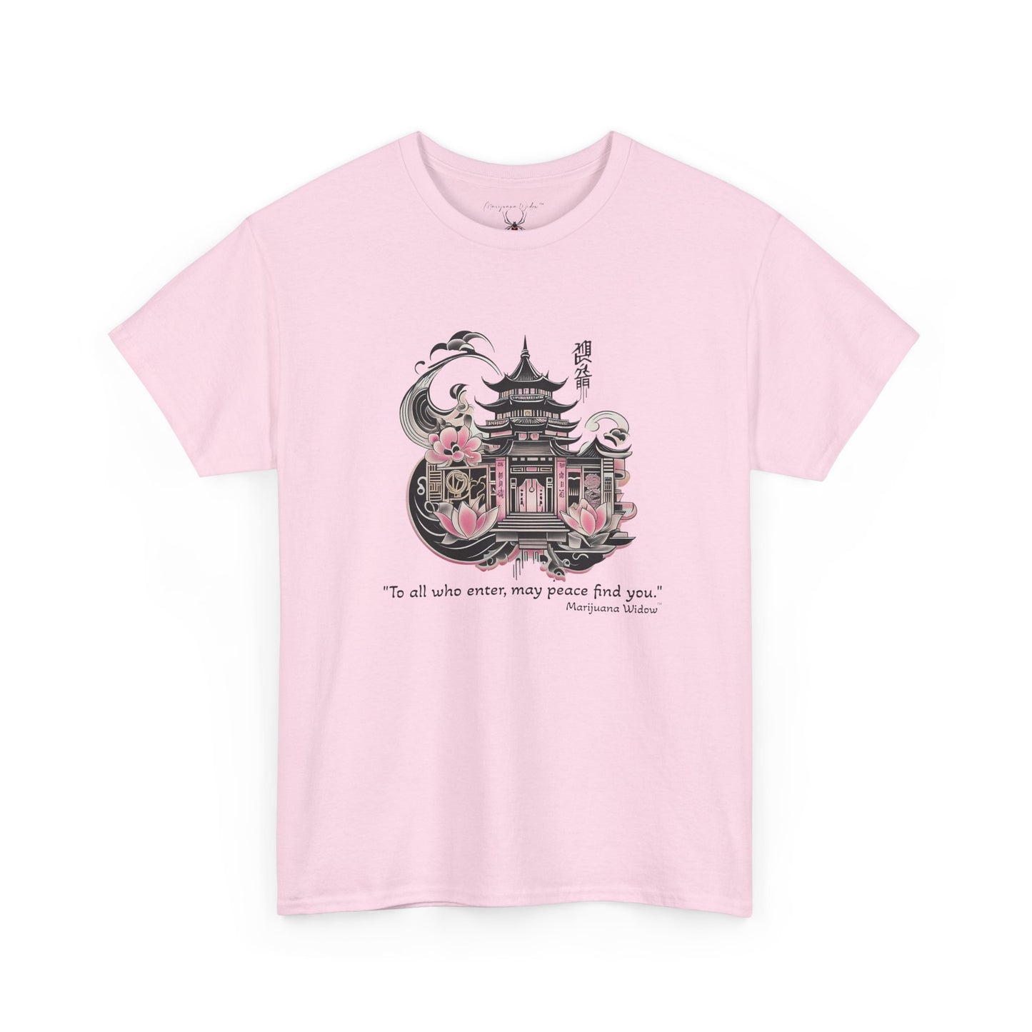Japanese Temple Sakura T‑Shirt — Pagoda with Cherry Blossoms - Unisex T-Shirt