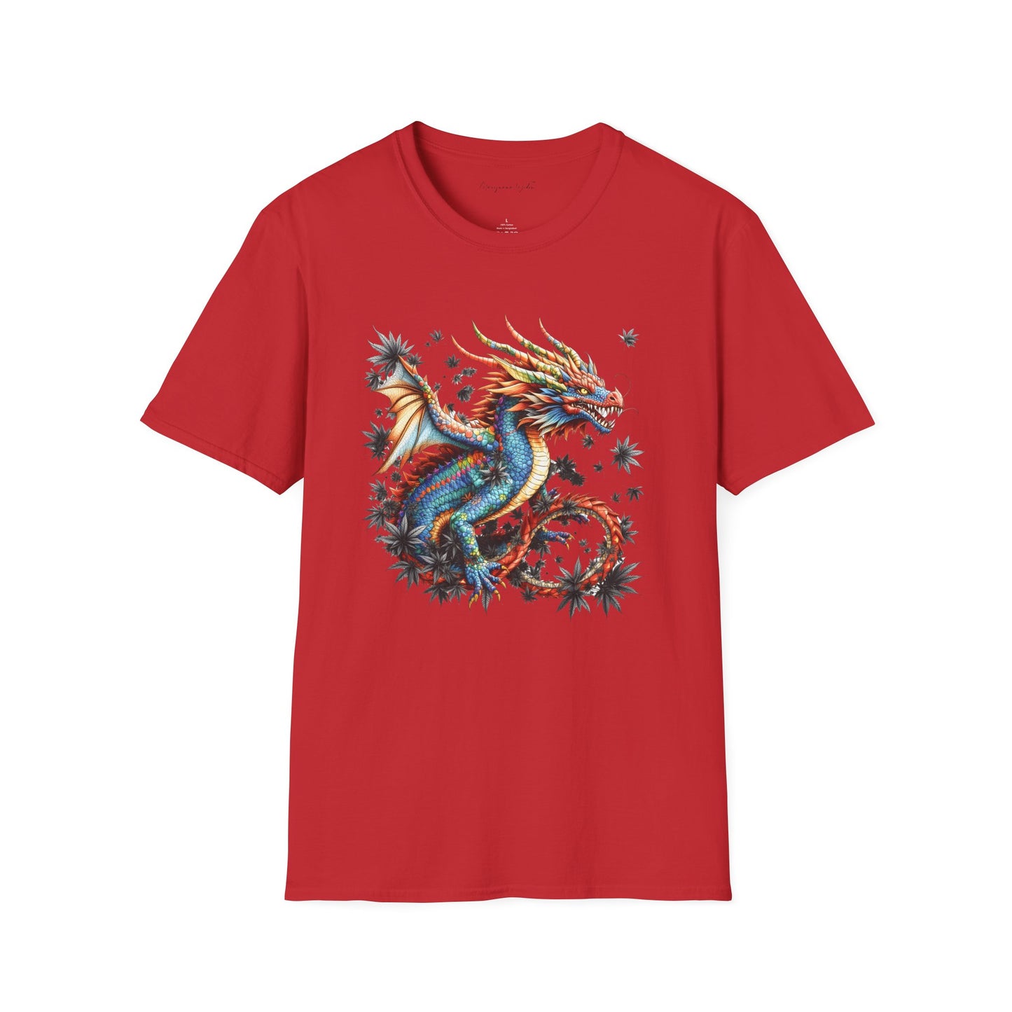 Dragon in Leaves Unisex T-Shirt — Colorful Dragon Graphic Tee