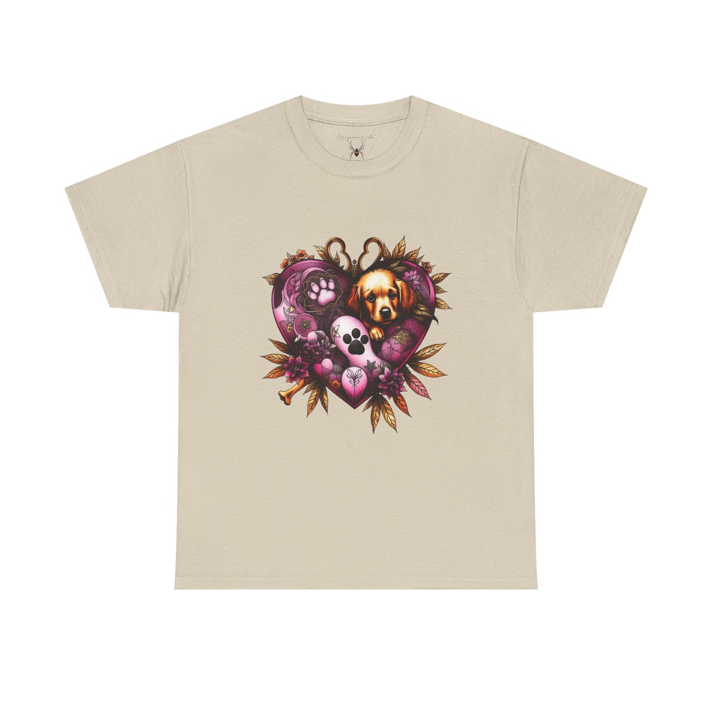 I Love Dogs - Golden Heart T-Shirt — Paw Print & Dog Portrait Tribute Unisex T-shirt
