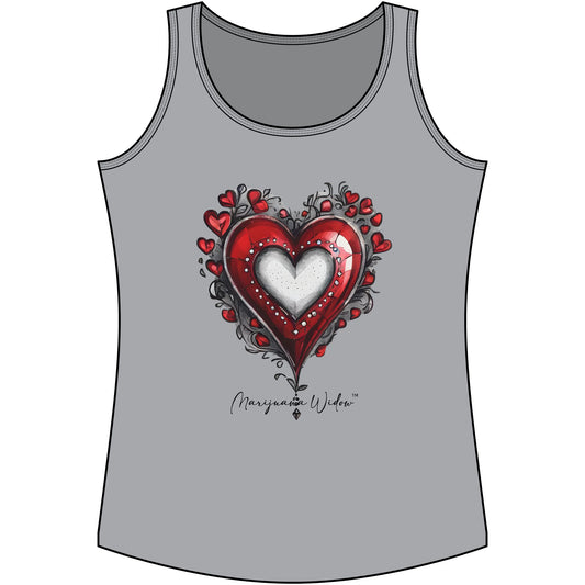 Valentine Heart Tank Top — Red Decorative Heart Graphic for Women