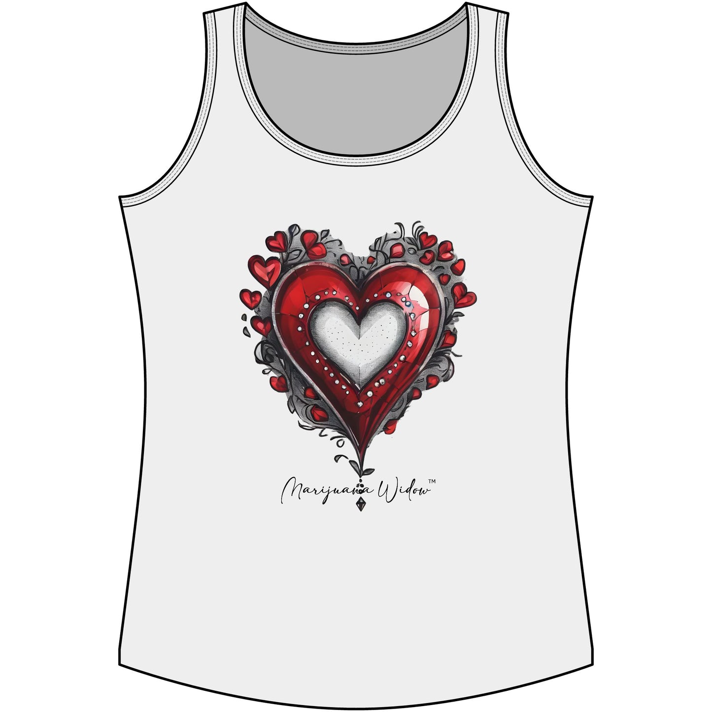 Valentine Heart Tank Top — Red Decorative Heart Graphic for Women