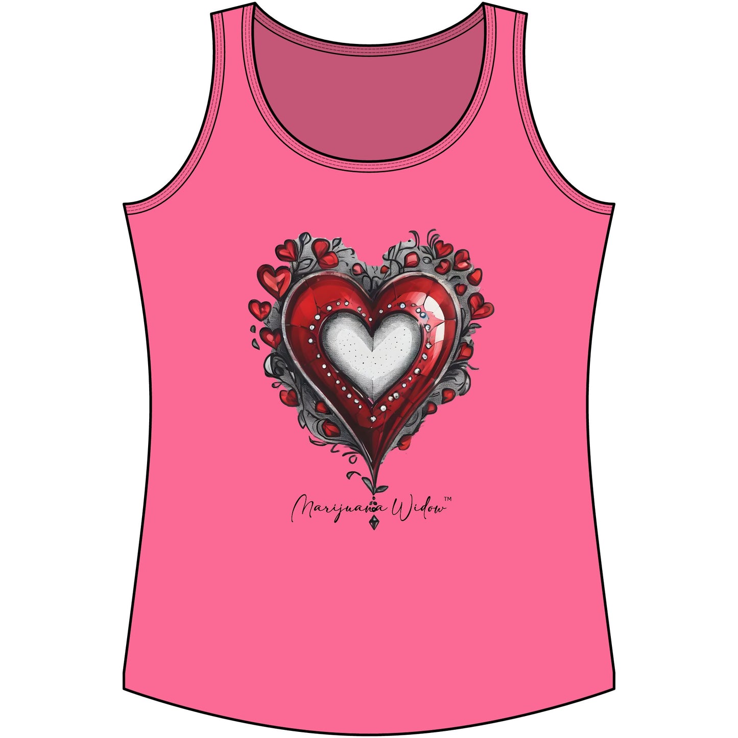 Valentine Heart Tank Top — Red Decorative Heart Graphic for Women