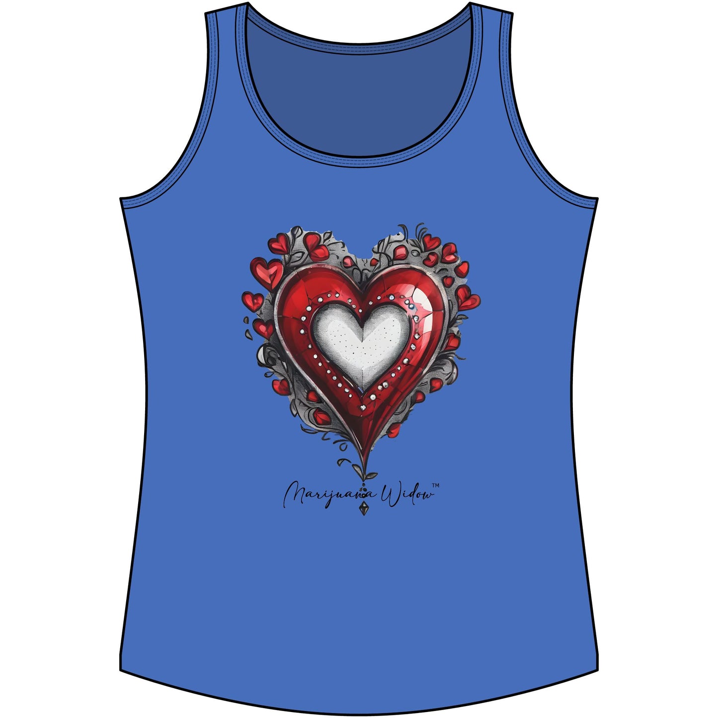 Valentine Heart Tank Top — Red Decorative Heart Graphic for Women